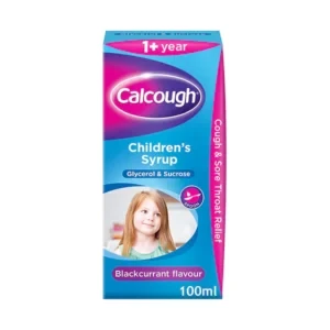 Calcough Children’s Syrup, Cough & Sore Throat Relief for 1+ Year, Blackcurrant